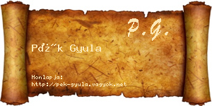 Pék Gyula névjegykártya